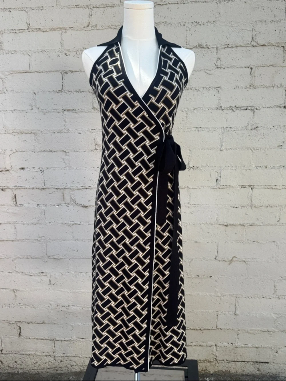 Diane Von Furstenberg x Target Geometric Knit Halter Wrap Midi Dress Size XXS - Picture 5 of 13